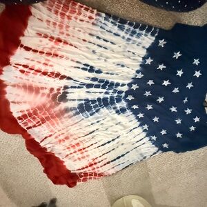 Red, White, and Blue Tie-Dye Star Dress